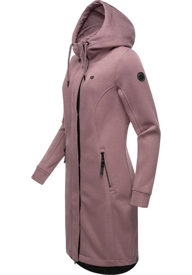 ragwear ragwear Kurzmantel Letti Long Bonded Übergangsmantel aus Rippstrick mit Kapuze, Lila, – Produktbild 2 von 3