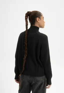 MELA MELA Damen vegan Strickjacke Rippe Kamuka Schwarz – Produktbild 1 von 1