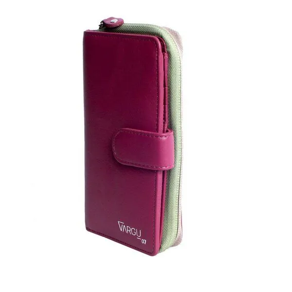 Vargu Vargu Echtleder Geldbörse SABA 1-A, Cranberry-sage green, – Produktbild 1 von 4