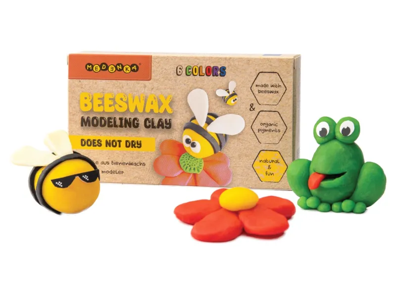 Medenka Medenka Bienenwachs Knetmasse, 6 Farben Maße 1 Knetmasseblock 9 x 5 x 0,8 cm, Mehrfarbig, – Produktbild 1 von 2