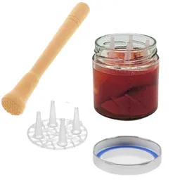 mikken mikken Fermentier Set - 4 Fermentiergläser 410 ml mit Fermentier Gitter, Holzstößel und Deckel (PVC-frei) – Produktbild 1 von 1