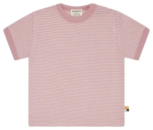 loud + proud loud + proud Babys & Kinder T-Shirt Streifen, GOTS-zertifiziert, Aster(rosa), – Produktbild 1 von 2