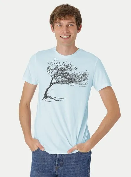 Peaces.bio - handbedruckte Biomode Peaces.bio - handbedruckte Biomode Bio-Herren-T-Shirt "Windy Tree", Hellblau, – Produktbild 2 von 2