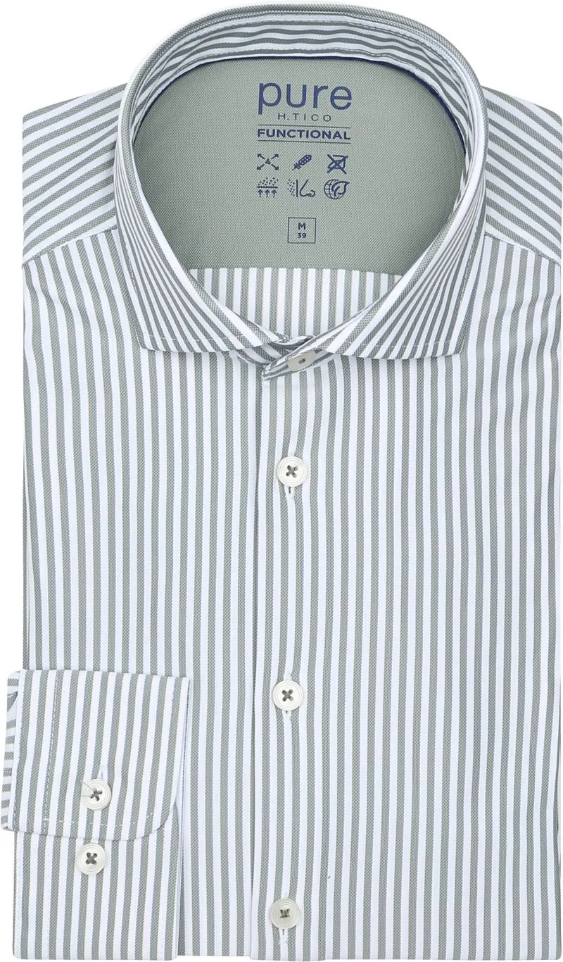 Pure Pure The Functional Shirt Streifen Grün - Größe 38 (S), Grün, – Produktbild 1 von 2