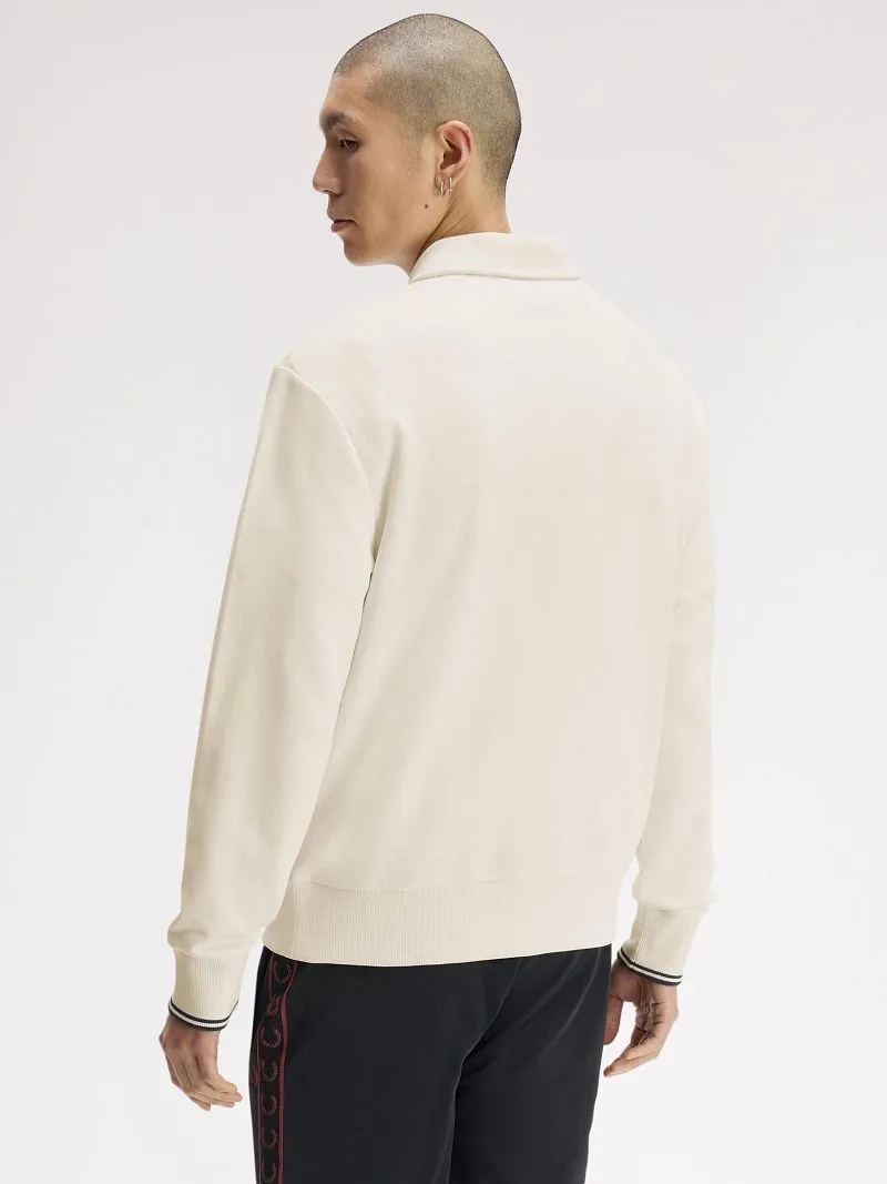 Fred Perry Fred Perry Longsleeve Half Zip Poloshirt Ecru - Größe XL, Weiß, – Produktbild 4 von 5
