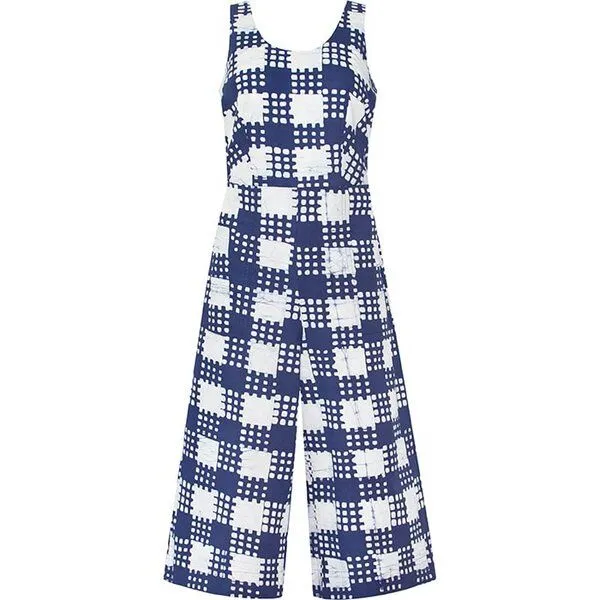 Global Mamas Global Mamas Bio Jumpsuit - Pathways, Gingham (blau), – Produktbild 1 von 3