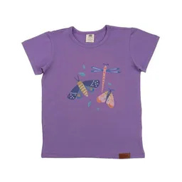 Walkiddy Kinder T-Shirt GOTS zertifiziert, lila, Schmetterling-Print, Bio-Baumwolle, weich – Walkiddy – Produktbild 1 von 1