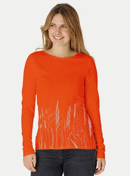 Peaces.bio - handbedruckte Biomode Peaces.bio - handbedruckte Biomode Bio-Damen-Langarmshirt Gräservielfalt – Produktbild 1 von 1