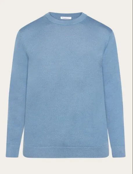 KnowledgeCotton Apparel KnowledgeCotton Apparel Regular merino knit crew neck - aus Merino-Wolle, Blau (moonlight blue), – Produktbild 1 von 3