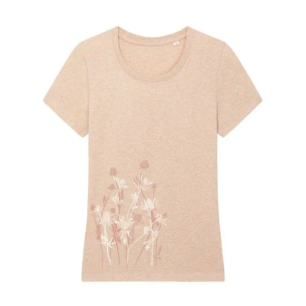 Spangeltangel Spangeltangel Damenshirt mit Distel-Motiv aus Bio-Baumwolle, Natur-Motiv, Rosé, – Produktbild 1 von 3