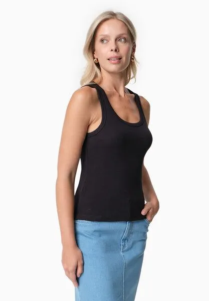 ORGANICATION ORGANICATION SOFFIA | Rib Top aus Bio-Baumwolle, Black, – Produktbild 3 von 4