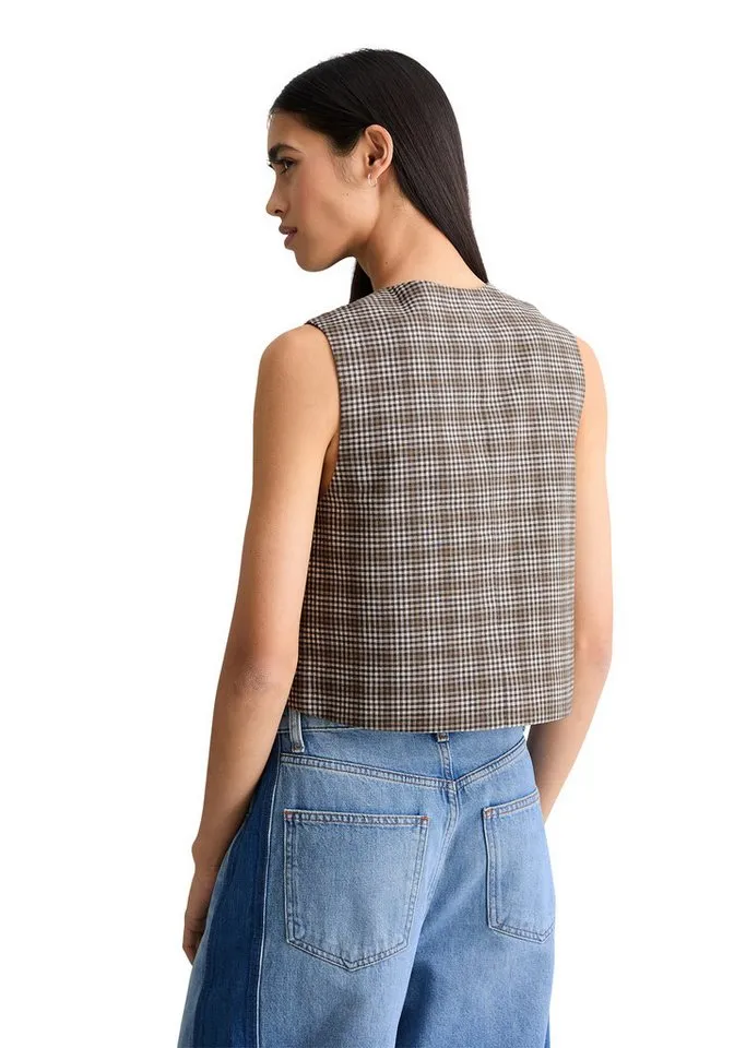 Marc O'Polo DENIM Kurzweste aus Organic Cotton-Leinen-Mix, Braun, – Produktbild 3 von 5