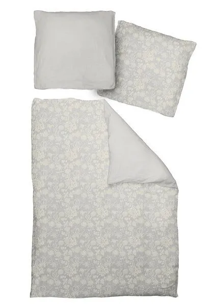 Nature by Adam Nature by Adam Bettwäsche 2tlg aus 100% Bio-Baumwolle - Made in Germany - Flower Cuveé Light, Hellgrau, – Produktbild 3 von 4