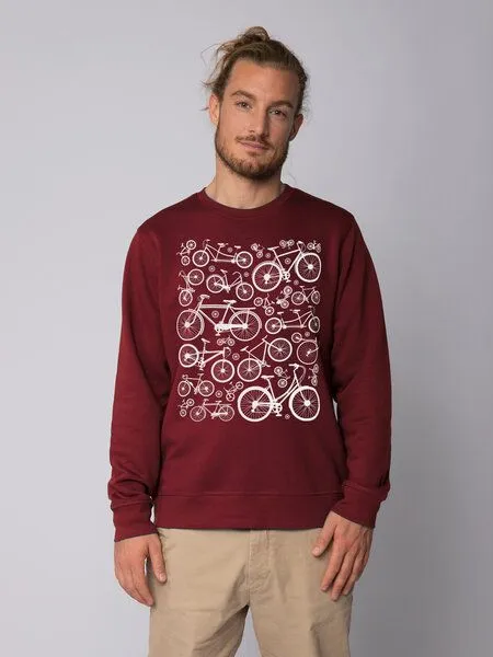 watapparel watapparel Sweatshirt Unisex Fahrräder, Burgundy, – Produktbild 6 von 7