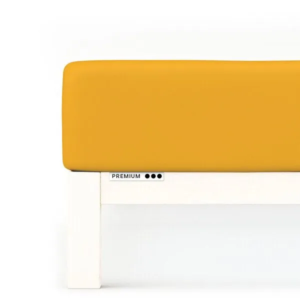 Schlafgut Schlafgut Spannbettlaken Premium - 95% Bio-Makobaumwolle, 5% Elasthan - Matratzenhöhe von 18-35cm, Yellow deep, – Produktbild 1 von 7