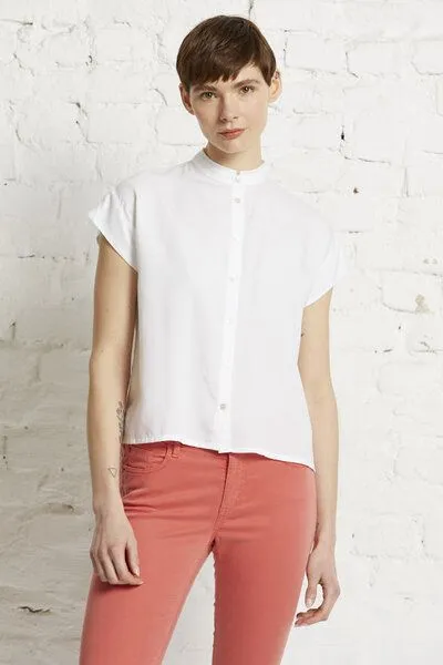 Wunderwerk Wunderwerk Damen Bluse aus Lyocell (TENCEL) "TENCEL square stand collar", Weiß (white 100), – Produktbild 1 von 3