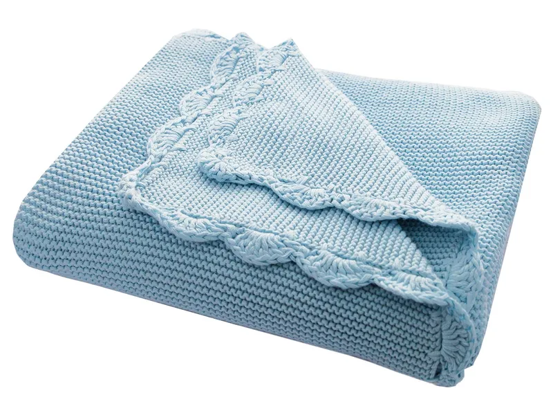 HANS NATUR HANS NATUR Babydecke Bio-Baumwolle mit Muschelkante 80 x 100 cm, Blau, – Produktbild 1 von 2