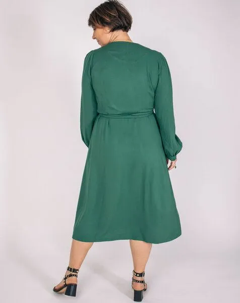 Aatise Aatise Wickelkleid mit Bischofsärmeln wadenlanger Rock Zovy, 100% EcoVero, Grün, – Produktbild 4 von 4