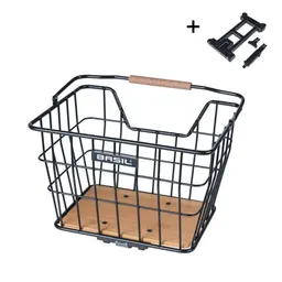 Basil Basil Nordland MIK - Fahrradkorb 23 Liter Schwarz / Natur - Stahl / Bambus - MIK 2.0 System – Produktbild 1 von 1
