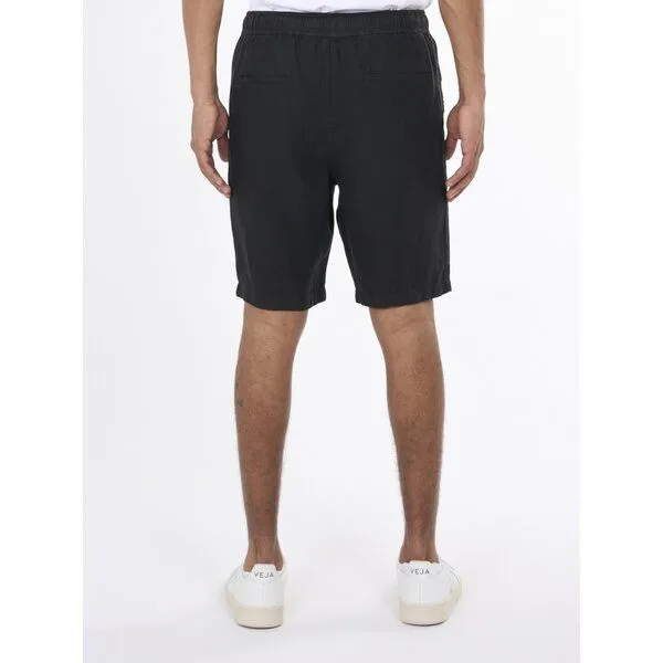 KnowledgeCotton Apparel KnowledgeCotton Apparel Leinenshorts - Loose linen shorts - VEGAN - aus Bio-Leinen, Schwarz (black jet), – Produktbild 3 von 4
