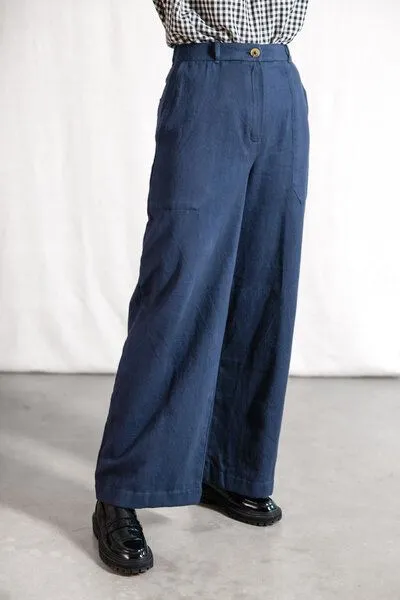 Jyoti - Fair Works Jyoti - Fair Works Bio-Baumwollflanell Hose Santosh, Grau-blau, – Produktbild 3 von 4