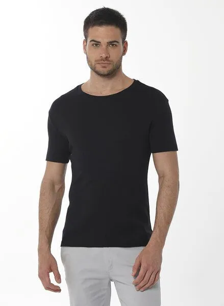 ORGANICATION ORGANICATION Geripptes T-Shirt aus Bio-Baumwolle, Schwarz(black), – Produktbild 1 von 4