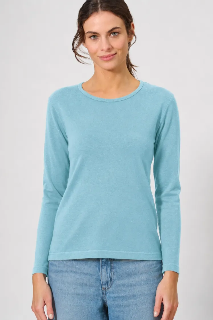 HempAge Hempage Damen vegan Langarmshirt Basic Wave Blau, Blau, – Produktbild 2 von 2