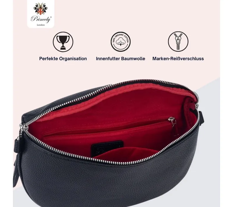 Princely London Umhängetasche Tasche Diana – Elegante Crossbody Tasche, Schwarz, – Produktbild 3 von 5