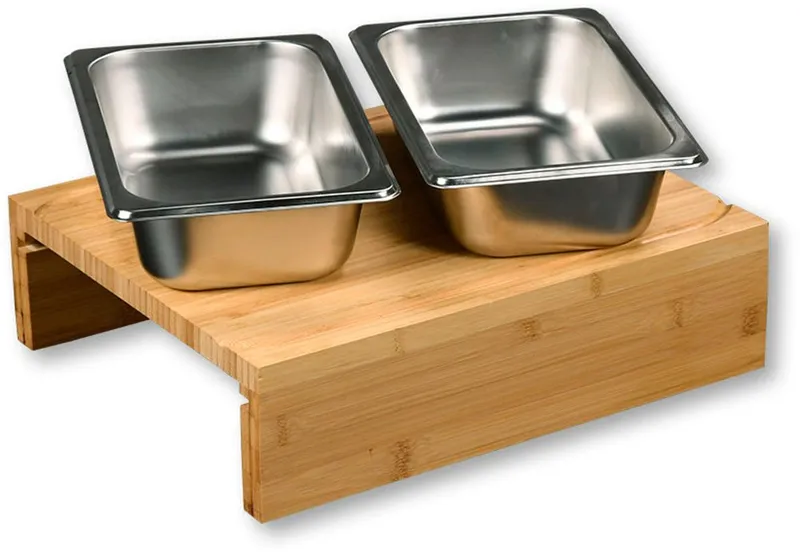 Kesper Kesper Schneidebrett mit 2 herausziehbaren Auffangschalen, Bambus, Edelstahl, (Set, 3-St., 1 Brett + 2 Schalen), Gastro-Norm 1/2, Beige, – Produktbild 2 von 4