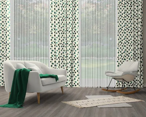 Nature by Adam Nature by Adam Vorhang aus Leinen & Bio-Baumwolle - Made in Germany - Dots, Grün, – Produktbild 6 von 8