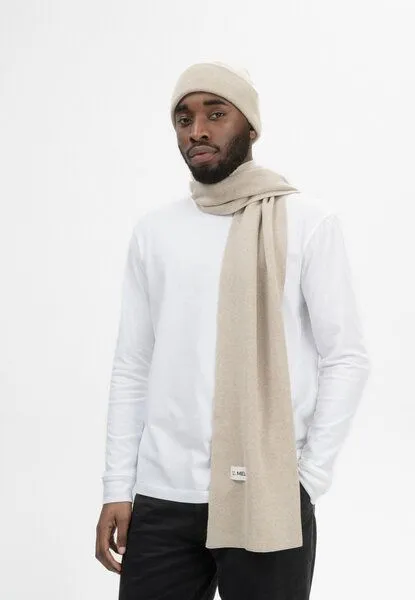 MELA MELA Jacquard Strick Schal Style ASMEE aus 100% Bio-Baumwolle, Kiesel melange, – Produktbild 4 von 4