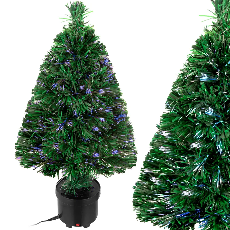 Casaria® Künstlicher Weihnachtsbaum 66cm mit Glasfaserbeleuchtung in 9 Farben, Grün, – Produktbild 1 von 2