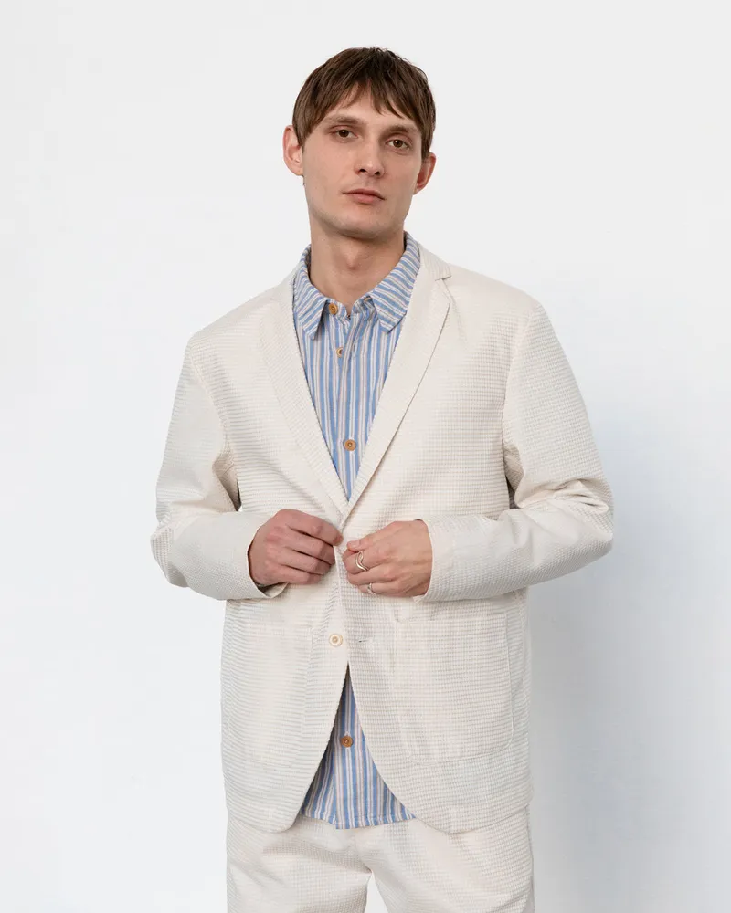 Rotholz Rotholz Herren vegan Blazer Casual Waffle Sand, Beige, – Produktbild 1 von 1