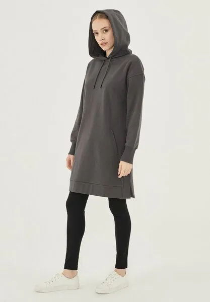 ORGANICATION ORGANICATION Langer Hoodie aus Bio-Baumwolle, Asphalt, – Produktbild 2 von 4