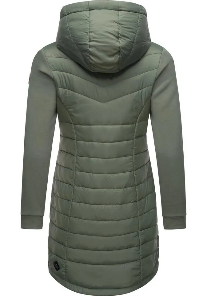 ragwear ragwear Steppmantel Lucinda Long Mantel aus modernem Materialmix mit Kapuze, Grün, – Produktbild 3 von 3