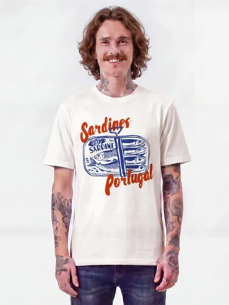 watapparel watapparel T-Shirt Unisex Sardines Portugal, Off white, – Produktbild 2 von 3
