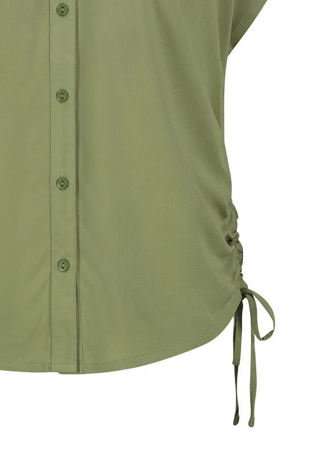 SUBLEVEL Blusenshirt Kurzärmeliges Hemd mit Kragen und für Damen (1-tlg) LENZING™ ECOVERO™ nachhaltig Regular Fit Knopfleiste, Grün, – Produktbild 2 von 2