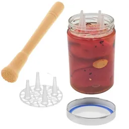 mikken mikken Fermentier Set - 4 Fermentiergläser 580 ml mit Fermentier Gitter, Holzstößel und Deckel (PVC-frei) – Produktbild 1 von 1