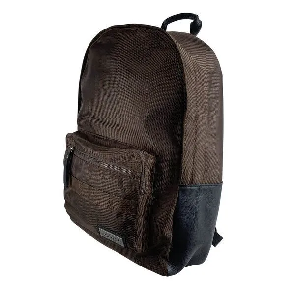 manbefair manbefair City Rucksack Bergen aus recyceltem Nylon Gewebe und Rinds-Leder, Braun, – Produktbild 4 von 4