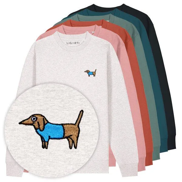 LIGARTI Bestickter Pullover – Steffen der Dackel – LIGARTI Tiermanufaktur, Altrosa, – Produktbild 2 von 3