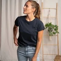 Vresh Clothing Vresh Clothing Vranziska - Kimono T-Shirt mit TENCEL (TM) Lyocell, Navy, – Produktbild 1 von 1