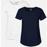 Neutral Doppelpack Neutral® Ladies Roll Up Sleeve T-Shirt, Weiss / navy, – Produktbild 1 von 1