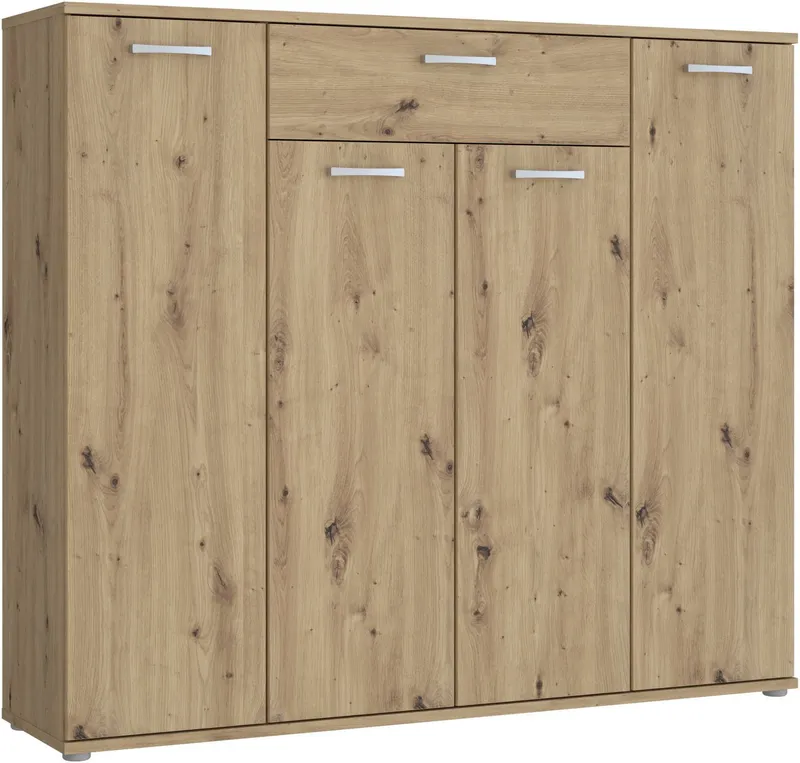 FORTE Kommode Kombikommode, Stauraum, Einlegeböden verstellbar, B/H/T ca.140/120/34 cm, viel Stauraum, PEFC zertifiziert, Beige, – Produktbild 1 von 8