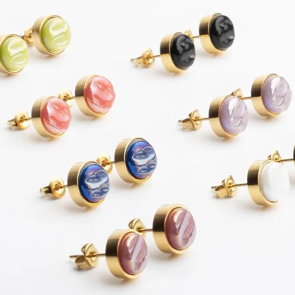ALEXASCHA ALEXASCHA Edelstahl Ohrstecker mit Glasstein | Gold, Nachtblau, – Produktbild 4 von 4