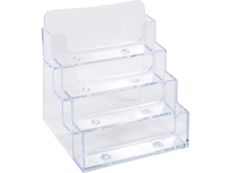 Exacompta Exacompta Visitenkartenhalter "Exacryl" aus PS, 4 Fächer 102 x 109 x 107 mm, transparent – Produktbild 1 von 2