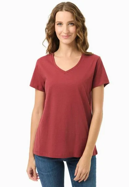 ORGANICATION ORGANICATION Damen Basic T-Shirt aus Bio-Baumwolle mit V-Ausschnitt, Merlot, – Produktbild 2 von 4