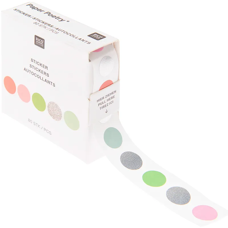 Rico Design Rico Design Paper Poetry Mini-Sticker Kreise Neon/Silber auf der Rolle – Produktbild 1 von 2