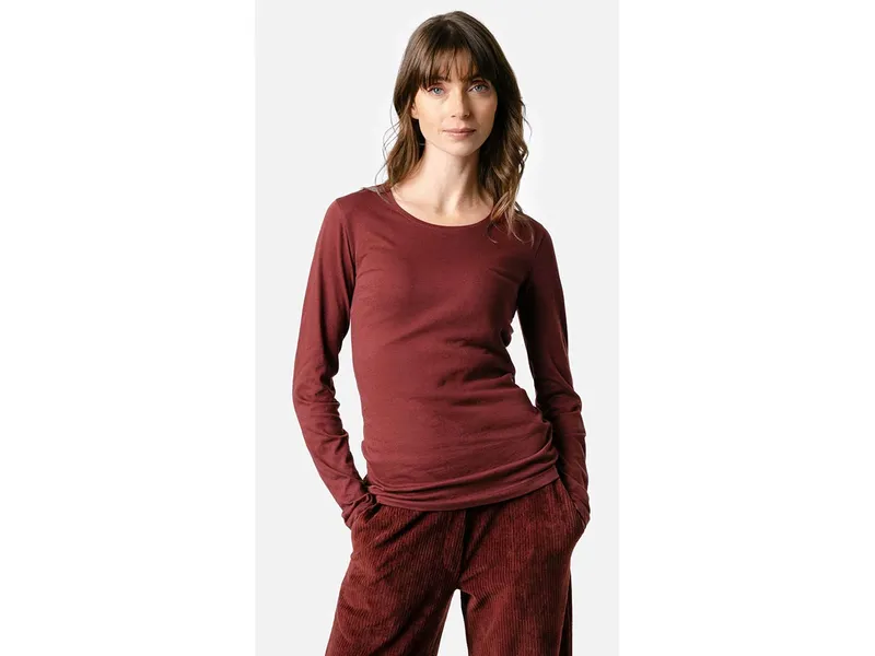 Living Crafts Living Crafts - Damen Langarm-Shirt (100% Bio-Baumwolle), Rot, – Produktbild 4 von 5