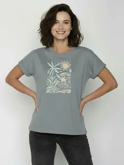 GreenBomb GREENBOMB Plants n Leaves Loony - Sportliches T-Shirt aus Bio-Baumwolle mit Rollup Sleeve / hochwertiger Print / GOTS / Fair & Vegan – Produktbild 1 von 1