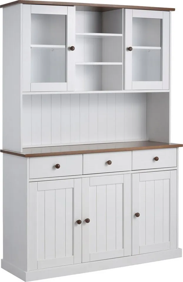 Inter Link Kommode Westerland Kiefer Massivholz, FSC, Sideboard, Anrichte im Landhausstil, BxTxH: 131 x 45 x 86 cm, Weiß, – Produktbild 2 von 5
